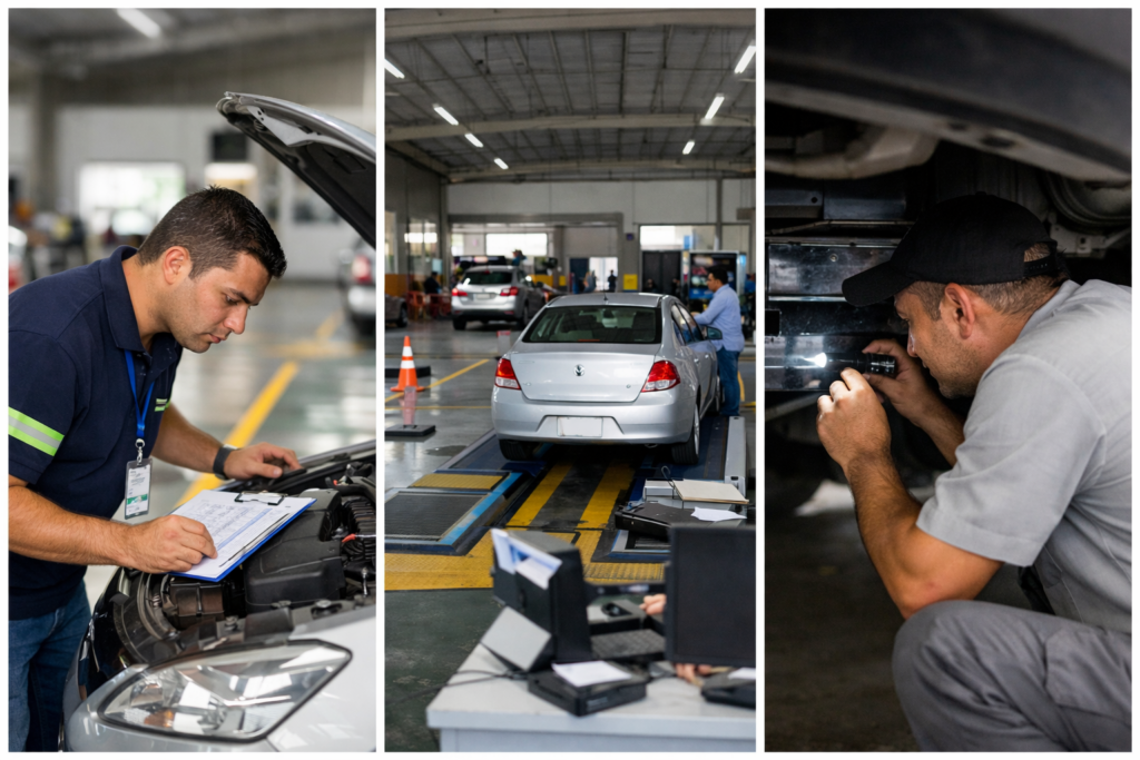 Profissional fazendo vistoria veicular em Mamanguape conferindo número do chassi com lanterna durante inspeção. vistoria veicular mamanguape
